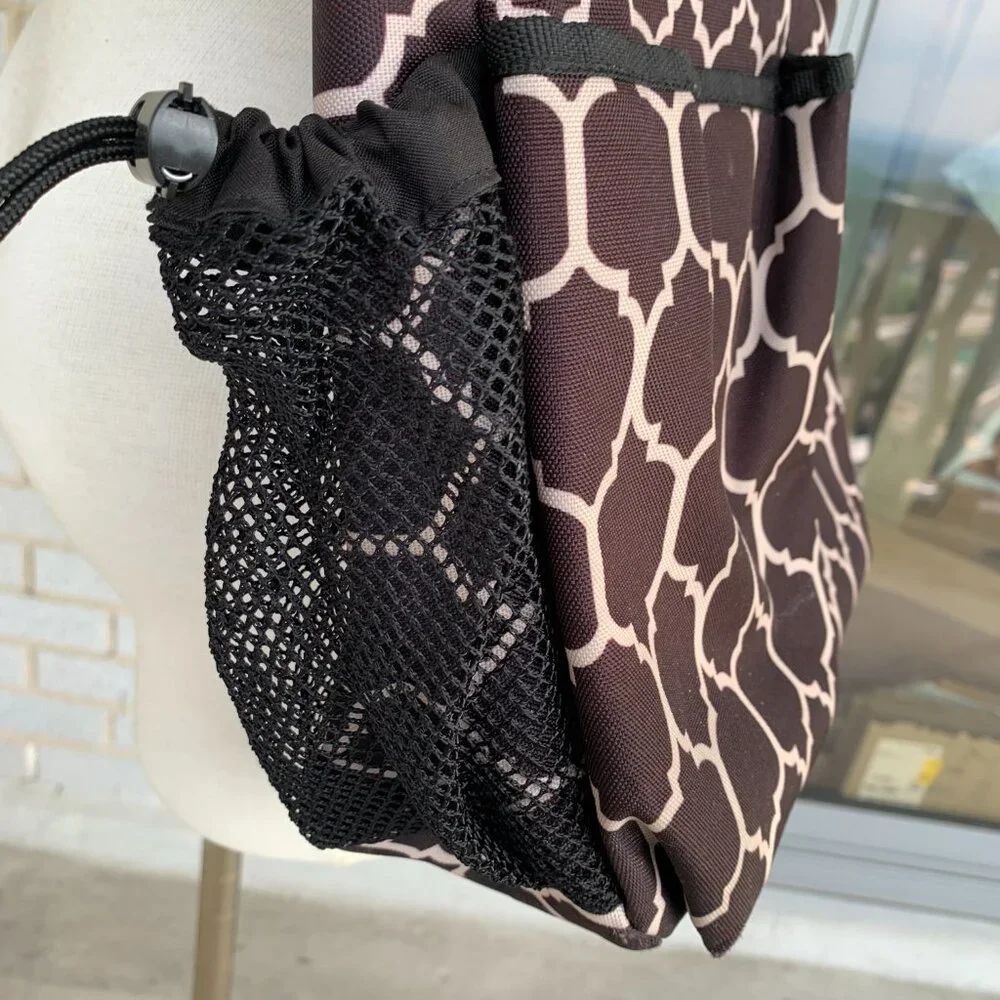 Skip Hop Canvas Diaper Bag Tote Adjustable Shoulder Strap Brown Black Geometric